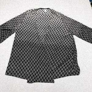 Catherines Knit Cardigan Womens 2x Black White Nylon Lightweight Breathable Boho